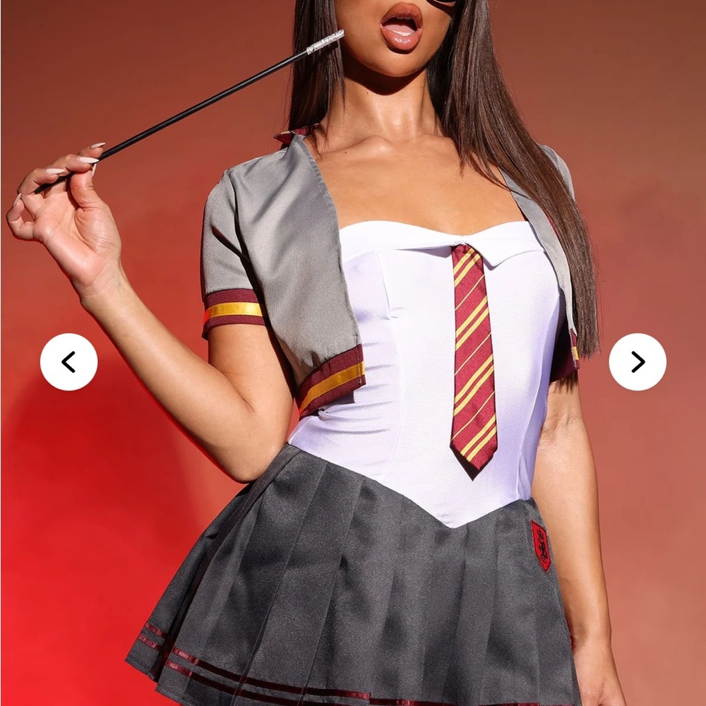 Gray and Red Schoolgirl/ Castings Spells/Harry Potter costume Halloween